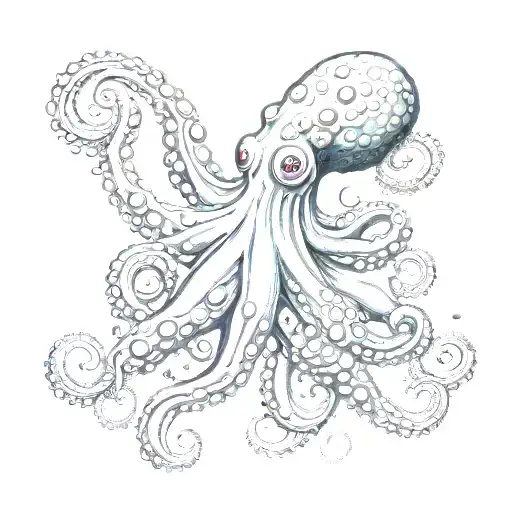 Octopus Infused With The Tree Of Life With Eyeballs Infused Into The Suction Cups On The Octopus