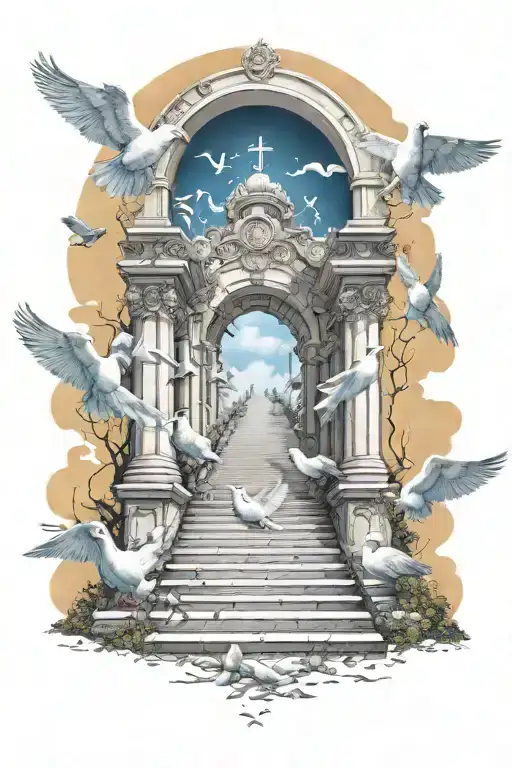 Stairway To Heaven Gate Of Heaven With Doves