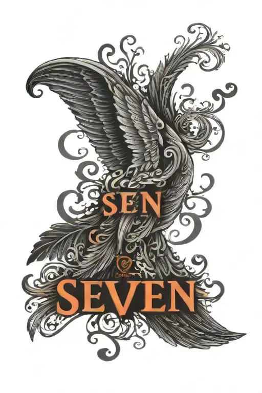 Wings With Word Seven All Black