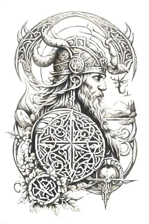 Vikings And Nature With Runes