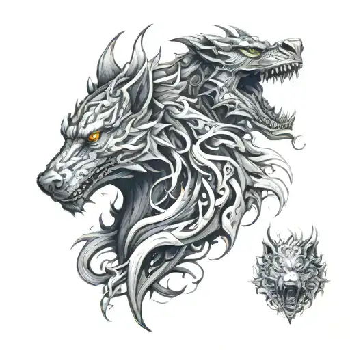 Dragon And Wolf Face