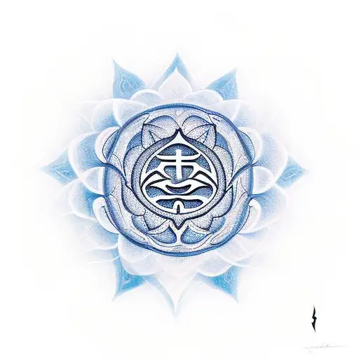 Lotus Below Which An Om Symbol Which Forms Below It An Unalome Symbol With 369 In It