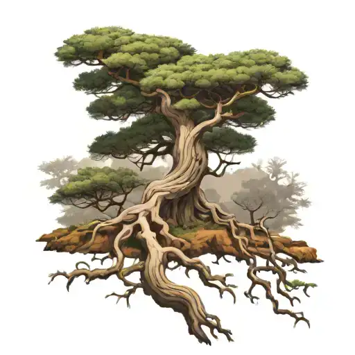 Stone Pine Tree With Roots