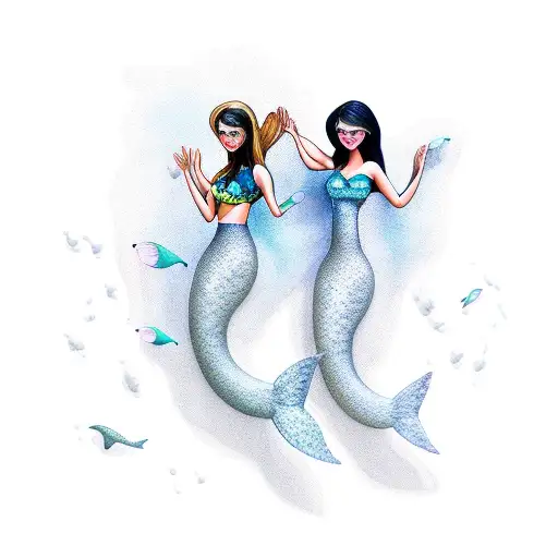 Mother And Daughter Mermaids