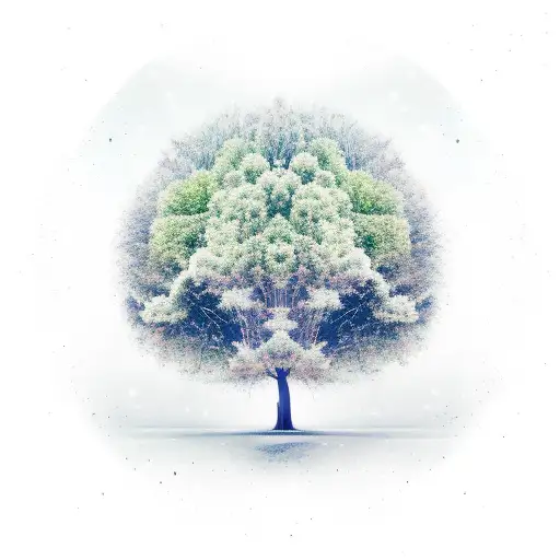 A Tree On A Stary Night Background