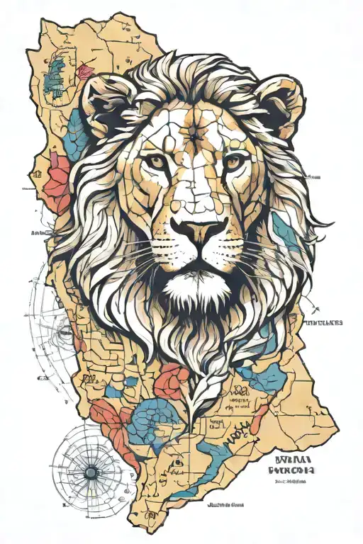 Map Of Israel With Lion Head