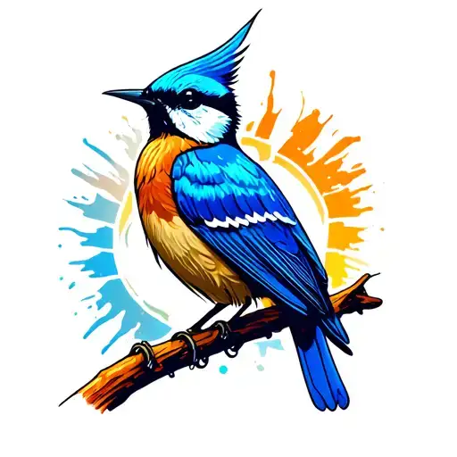 Ironman Triathlon Logo With Blue Wren Bird Perched Atop