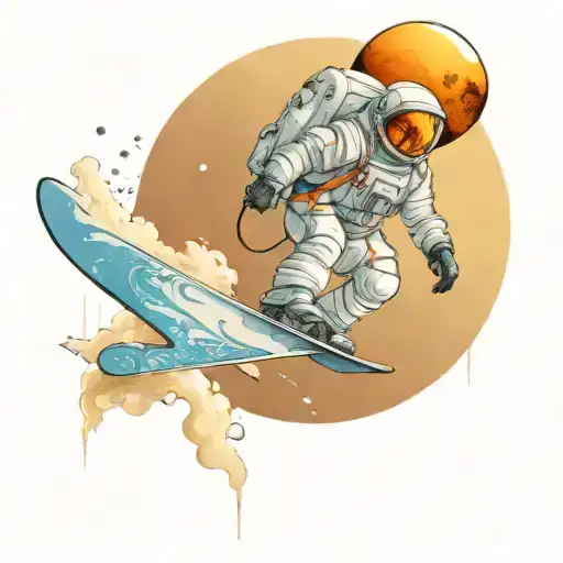 Astronaut Snowboarding Through Space
