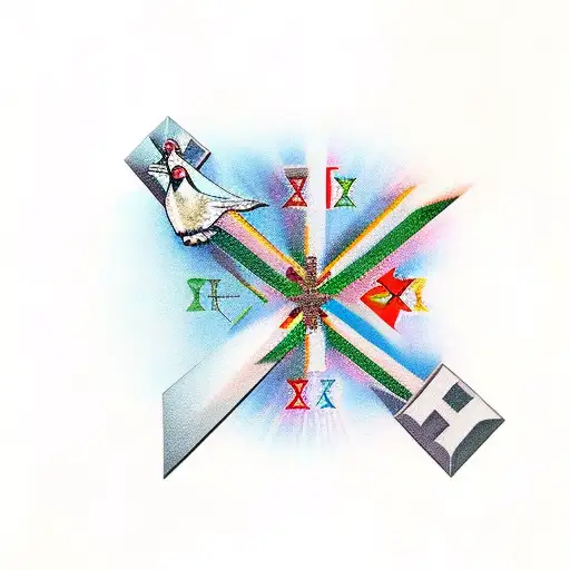 Pigeon And A Christian Cross With The Birthdate 2002