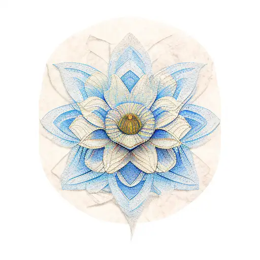 Large Depiction Of Egyptian Papyrus And Blue Lotus Flowers Asymmetric Layout