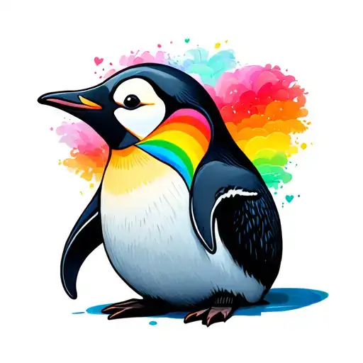 Penguin With Rainbow Heart