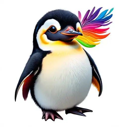 Baby Penguin Rainbow Colors