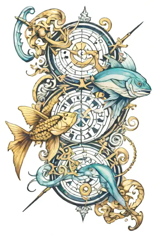 Sagittarius Aquarius And Pisces Symbols Intertwined