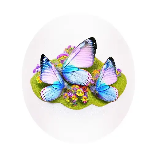 3 Butterflies Birth Flowers May October February March