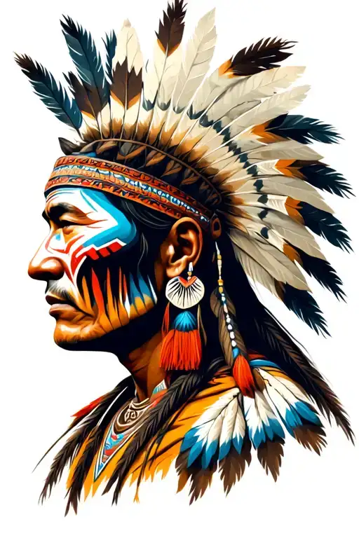 Native American Warrior With Face Paint