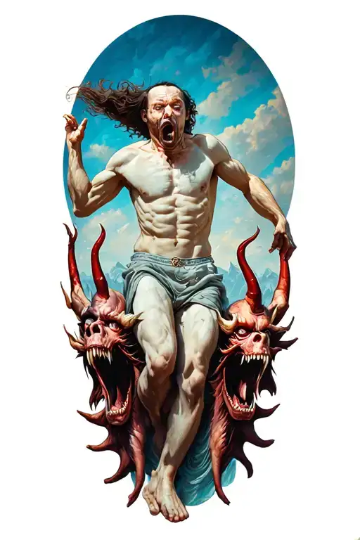 Man Rising To Escape Demons