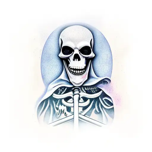 Grim Reaper With Black Horse Behind It