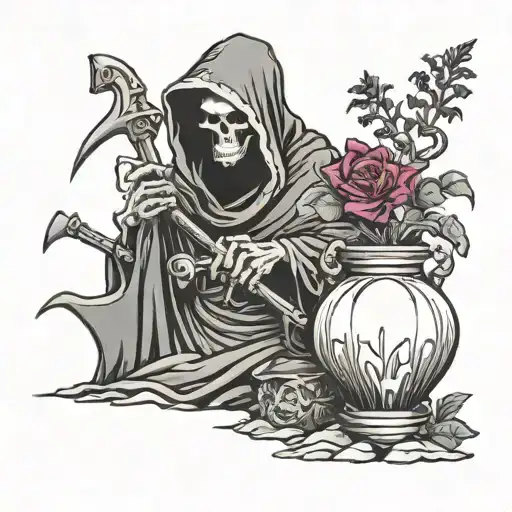 Grim Reaper Planting Flowers