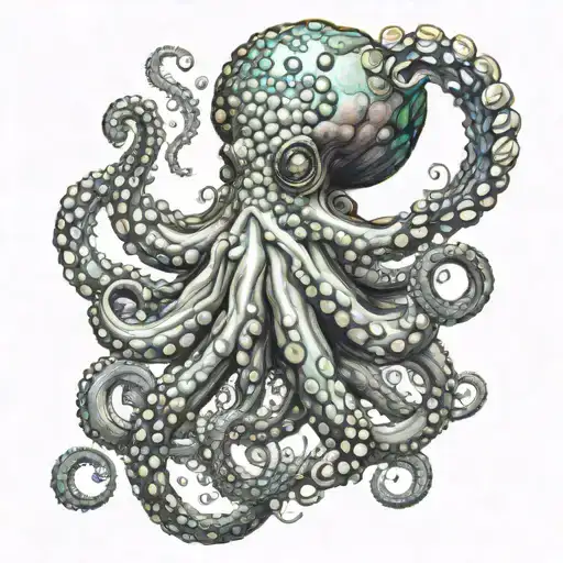 Octopus Holding Crystals In Its Tentacles