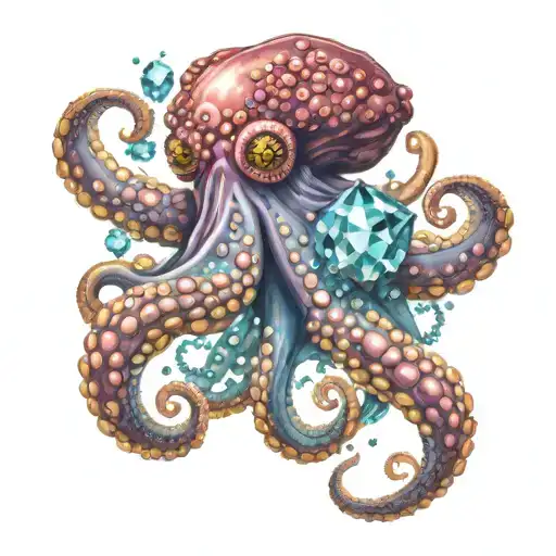 Octopus Holding Crystals In Its Tentacles