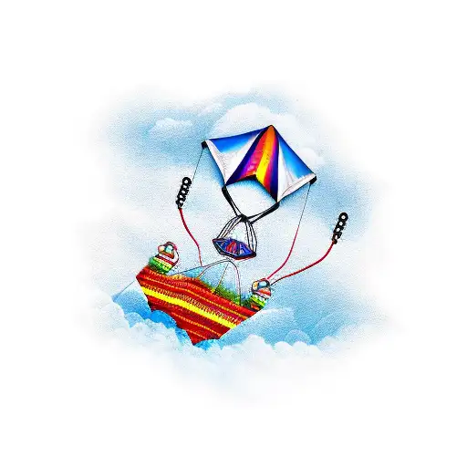 Kite Flying Above A Connected With Rope Anchor