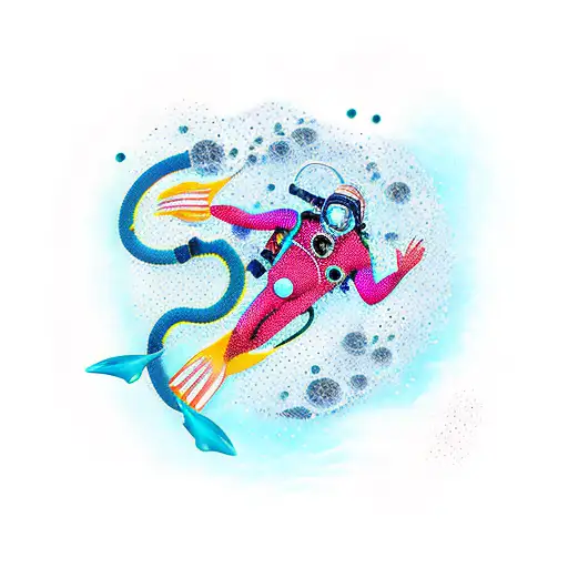 Scuba Diver Swimming In Space
