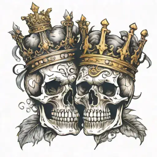 Couples Skull With Crowns