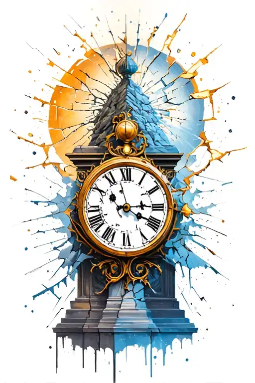 Pillar And Broken Clock Face Surrounded