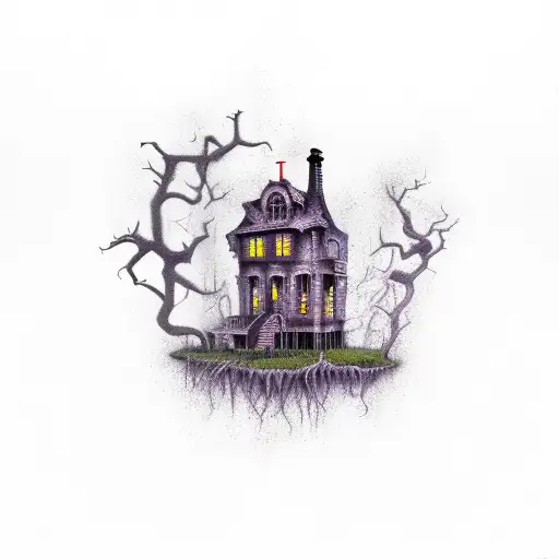 Haunted House Surounded By Darkness