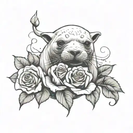 Seal Holding A Rose