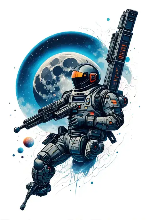 Space War Moon Cyberpunk Scene