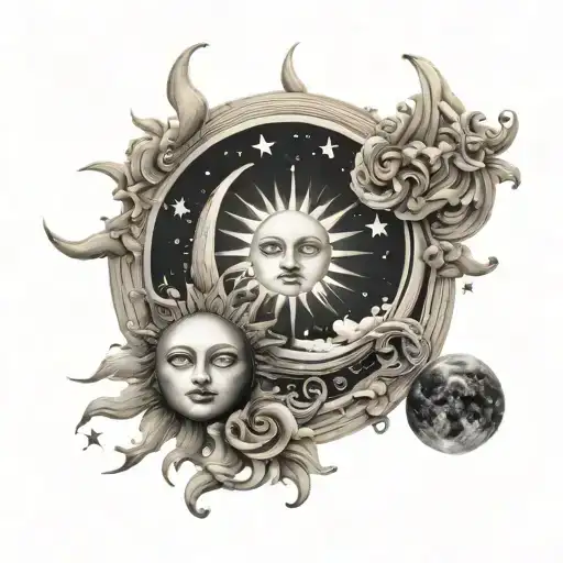 The Sun Moon And Stars Shining