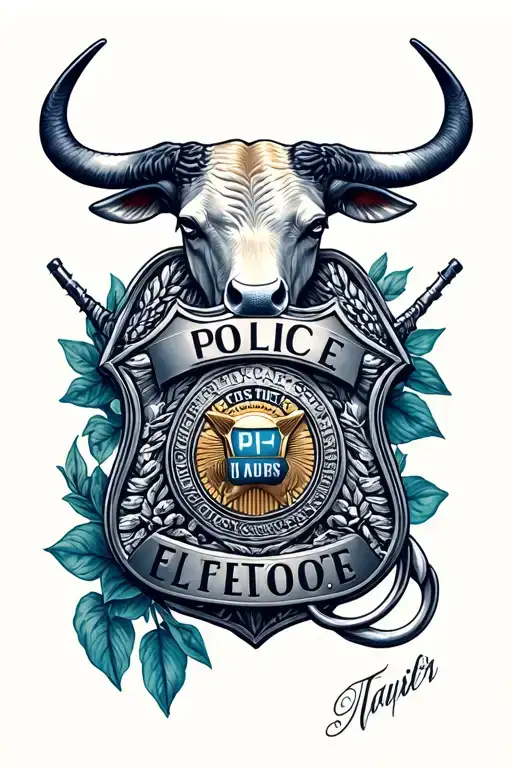 Taurus And Police Badge Intertwined