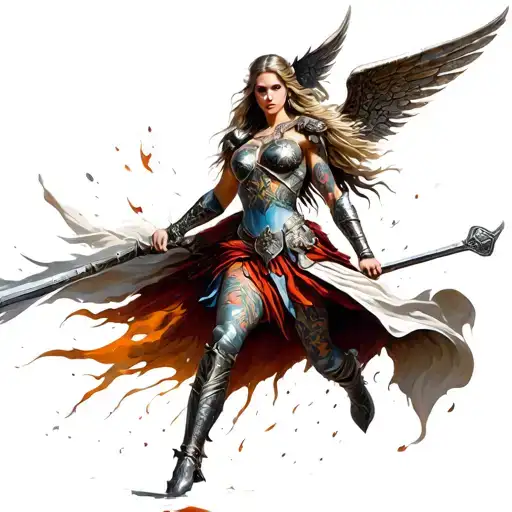 Valkyrie Warrior Woman In Battle