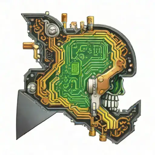 A Computer Science Themed Tattoo Featuring A Circuit Board Morphing Into A Philosophical Symbol