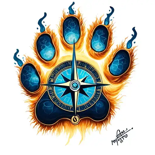 Dog Paw Print And Compass