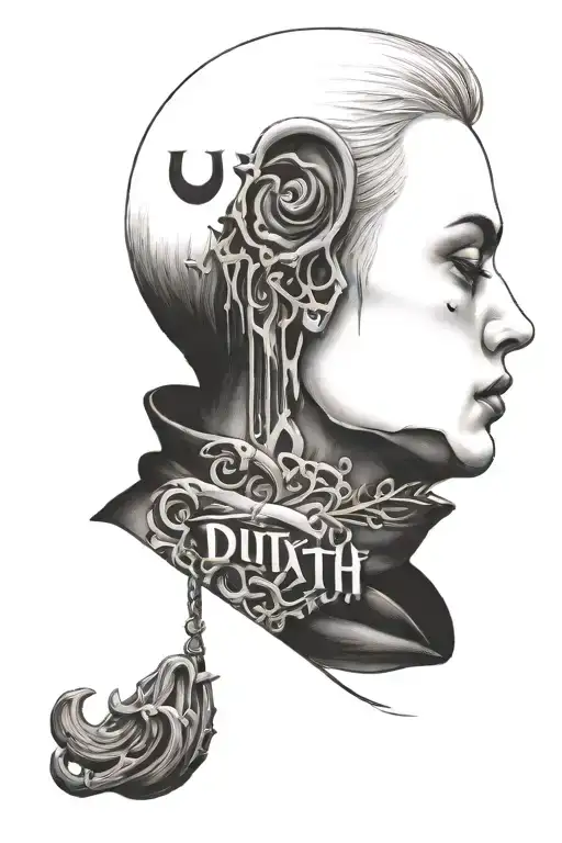 Until Death In Letters Behind The Ear Black