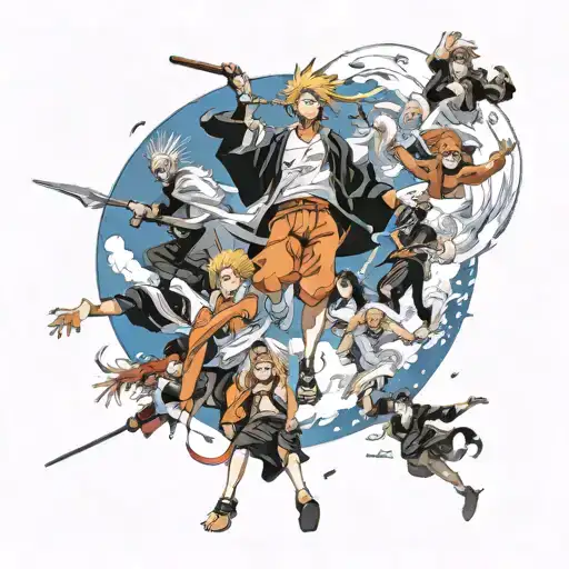 Anime Characters Coming Out Of The Sky Like The Characters From Bleach Coming From Wako Mundo