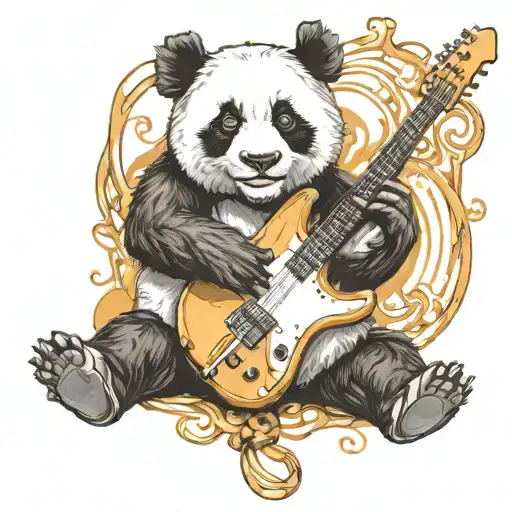 Panda Playing Electric Guitar
