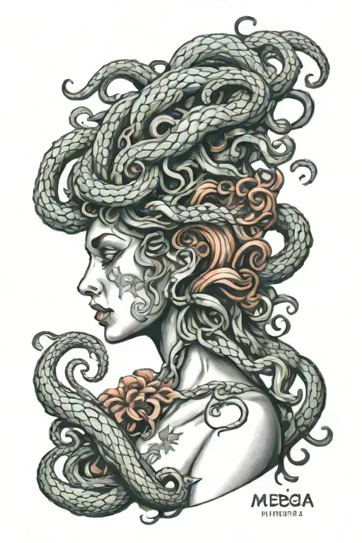 Half Girl Half Medusa Head