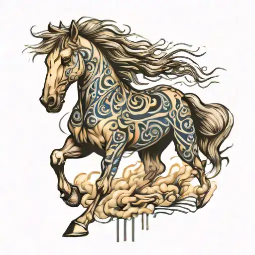 A Horse With A Trail Of Musical Notes Flowing From Its Mane