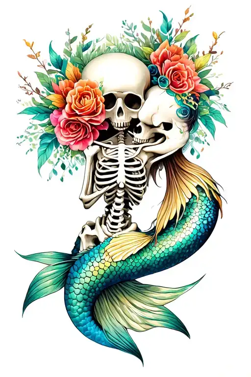 Skeleton And Mermaid