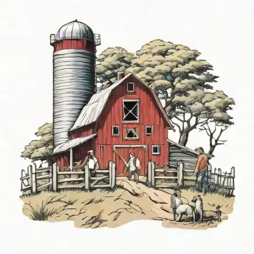 Red Barn 1 Boy 2 Girls Mom And Dad