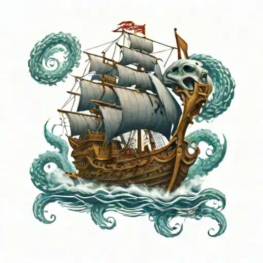 Kraken Taking Down A Pirate Ship
