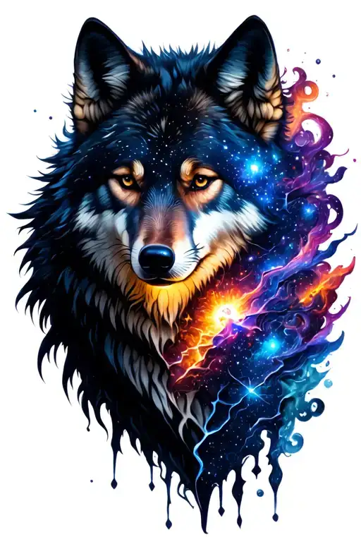 Galaxy Flows Into Broken Harts That Turns Into Wolf With Algorythems