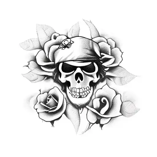 Blackbeard Pirate And Roses