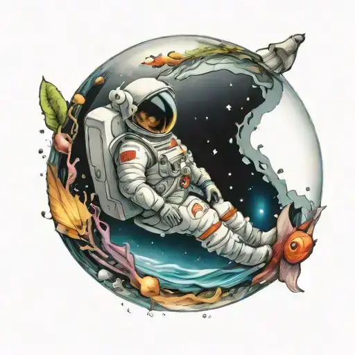 Space In A Fishbowl With Astronaut Floating