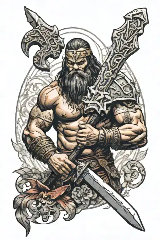 Barbarian Holding A Sword