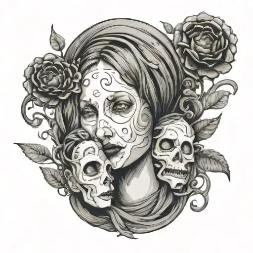 Motherhood Symbolic No Face Punk Sketch Black Grey And One Prominent Colour