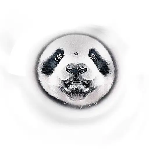 Chubby Cheek Caucasion Baby Boy Face Embedded Onto Panda